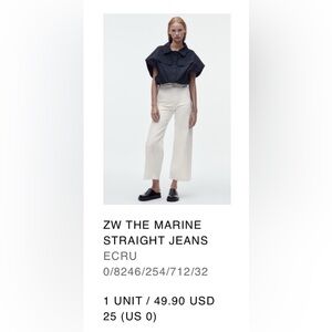 Brand new Zara ZW THE MARINE STRAIGHT JEANS
ECRU 0/8246/254/712/32